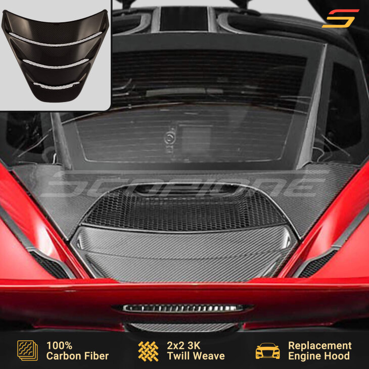 Carbon Fiber Rear Engine Cover Grille Deck Hood for McLaren 720S Coupe