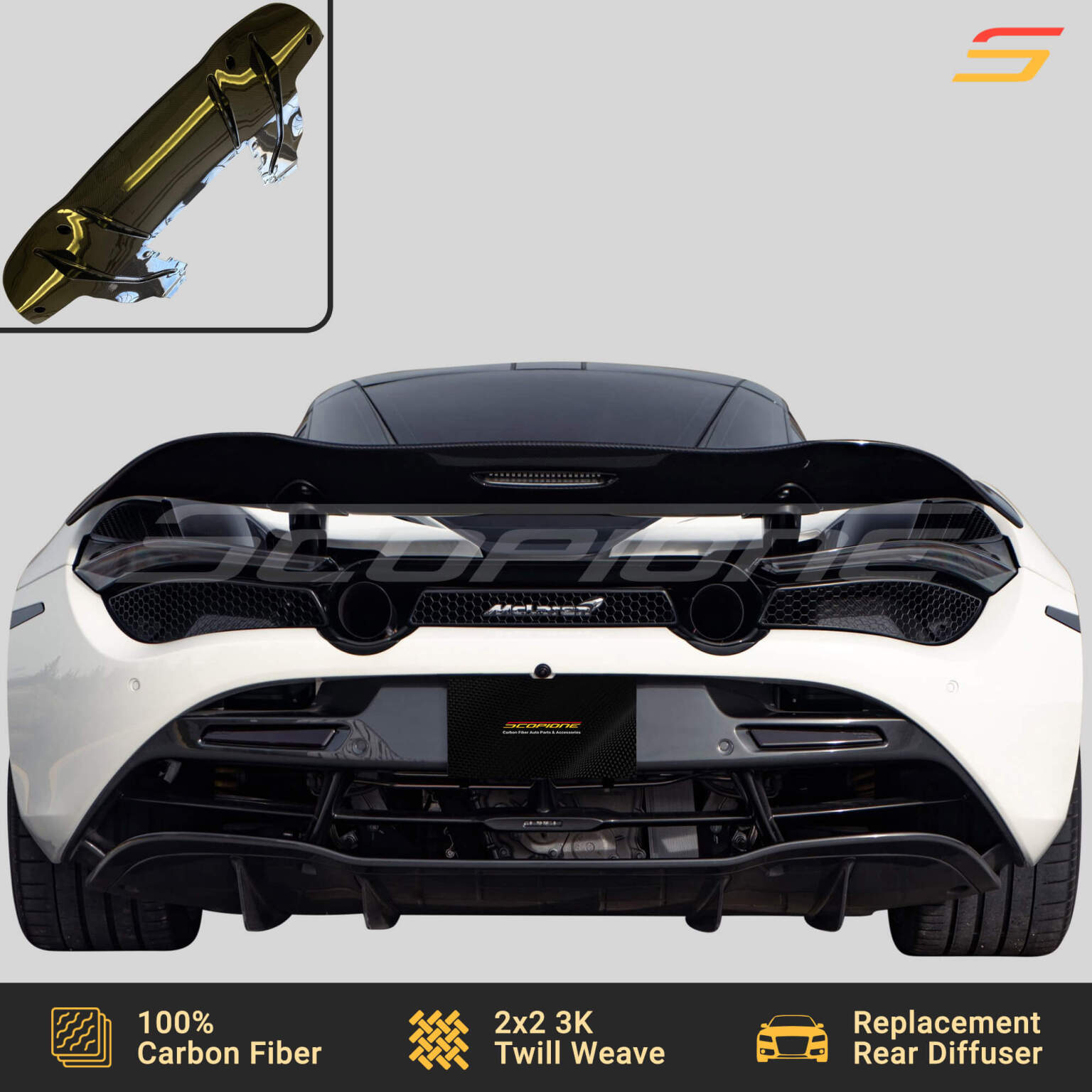 Carbon Fiber Rear Bumper Lower Diffuser for McLaren 720S 750S