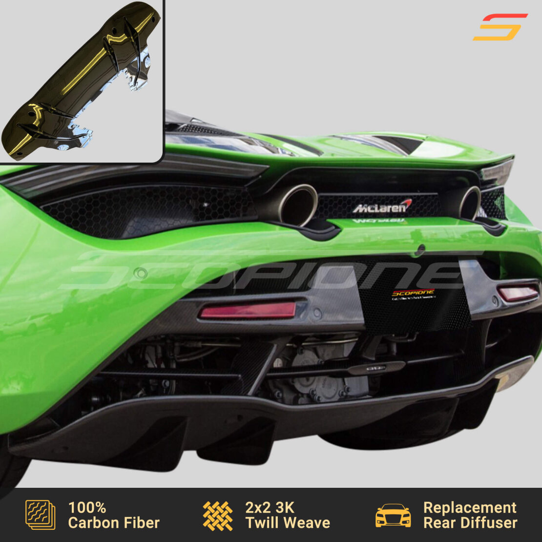 Carbon Fiber Rear Bumper Lower Diffuser for McLaren 720S 750S