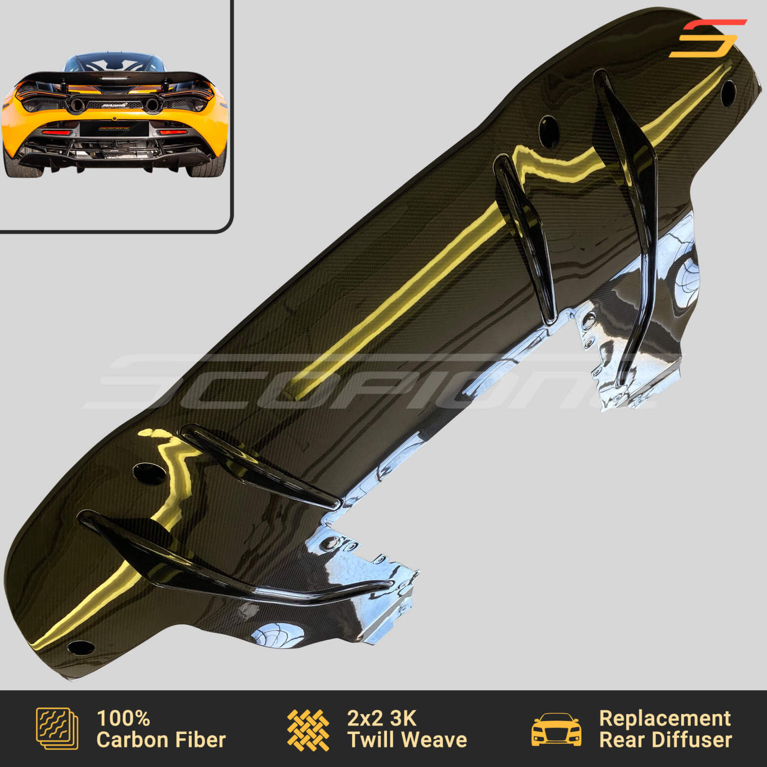 Carbon Fiber Rear Bumper Lower Diffuser for McLaren 720S 750S