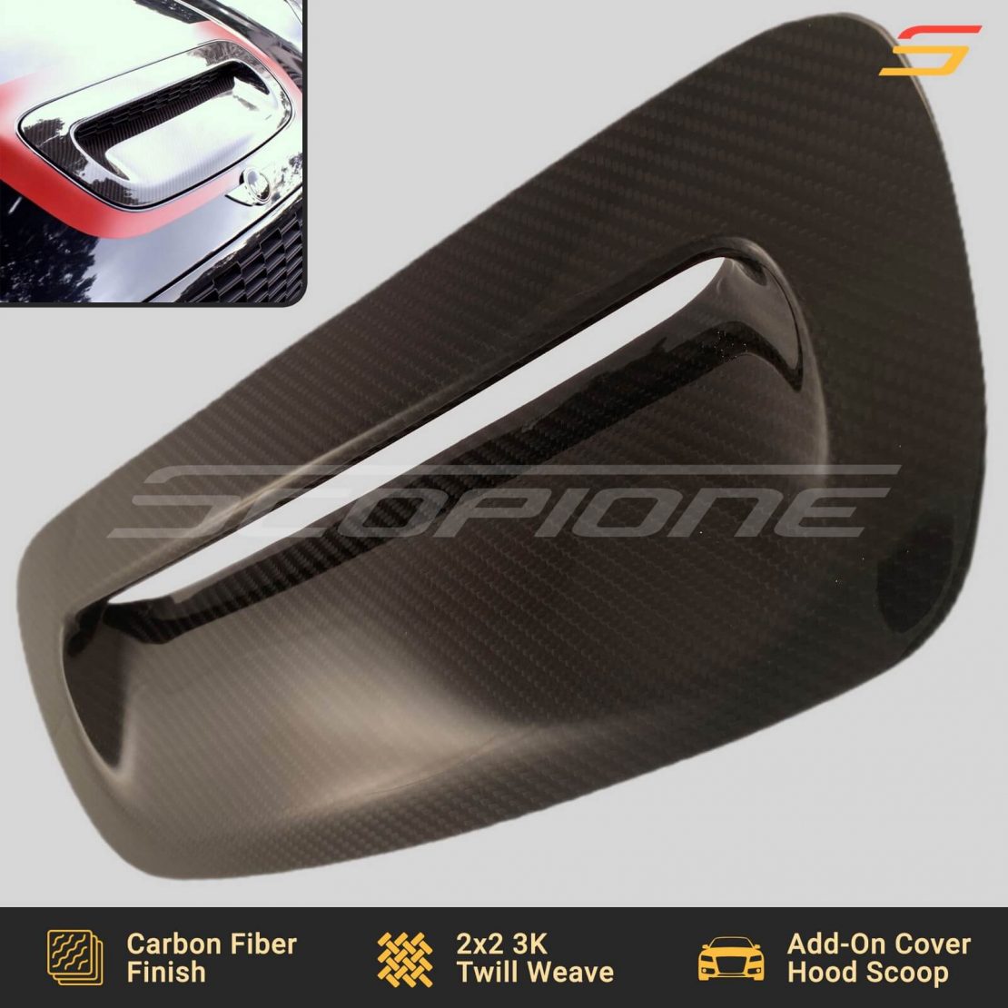 Carbon Fiber Front Hood Scoop Cover for MINI 07-15 Cooper by Scopione