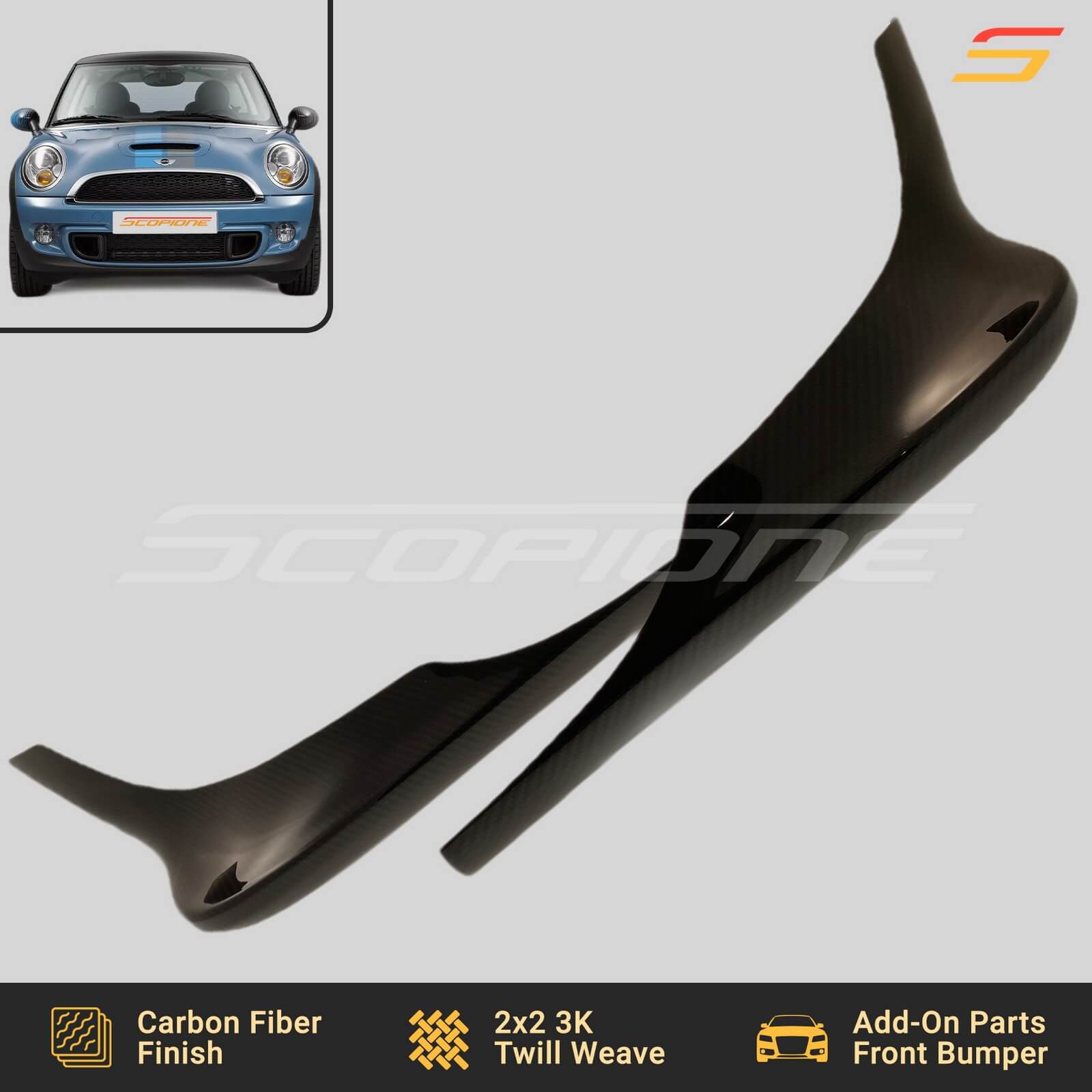 Carbon Fiber Front Bumper Splitters Lip for MINI 11-15 Cooper S LCI