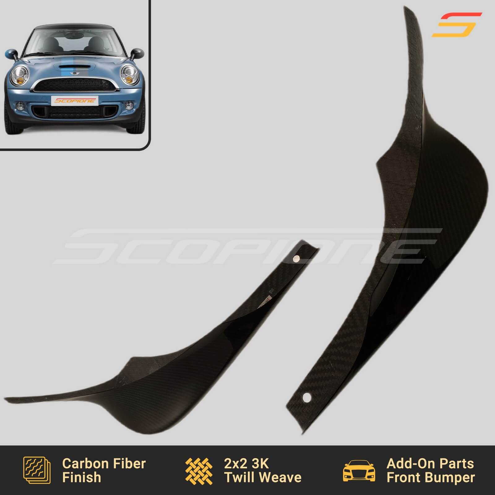 MINI R53 Mini Cooper S front bumper, carbon spoiler, Canard attaching :  Real Yahoo auction salling