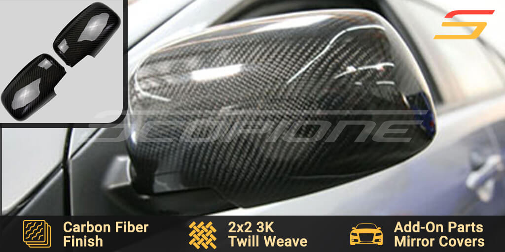 Carbon Fiber Look Rearview Mirror Cover For Mitsubishi Lancer X / EX / EVO X (2008-2012) - Self-Adhesive