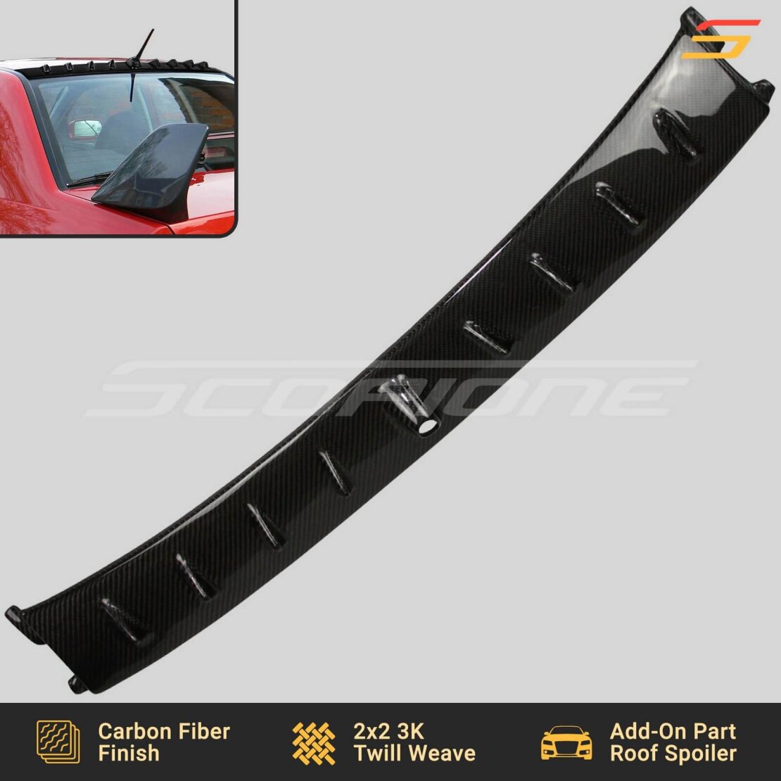 Scopione Carbon Fiber Shark Fin Roof Spoiler for Lancer Evolution 7 8 9