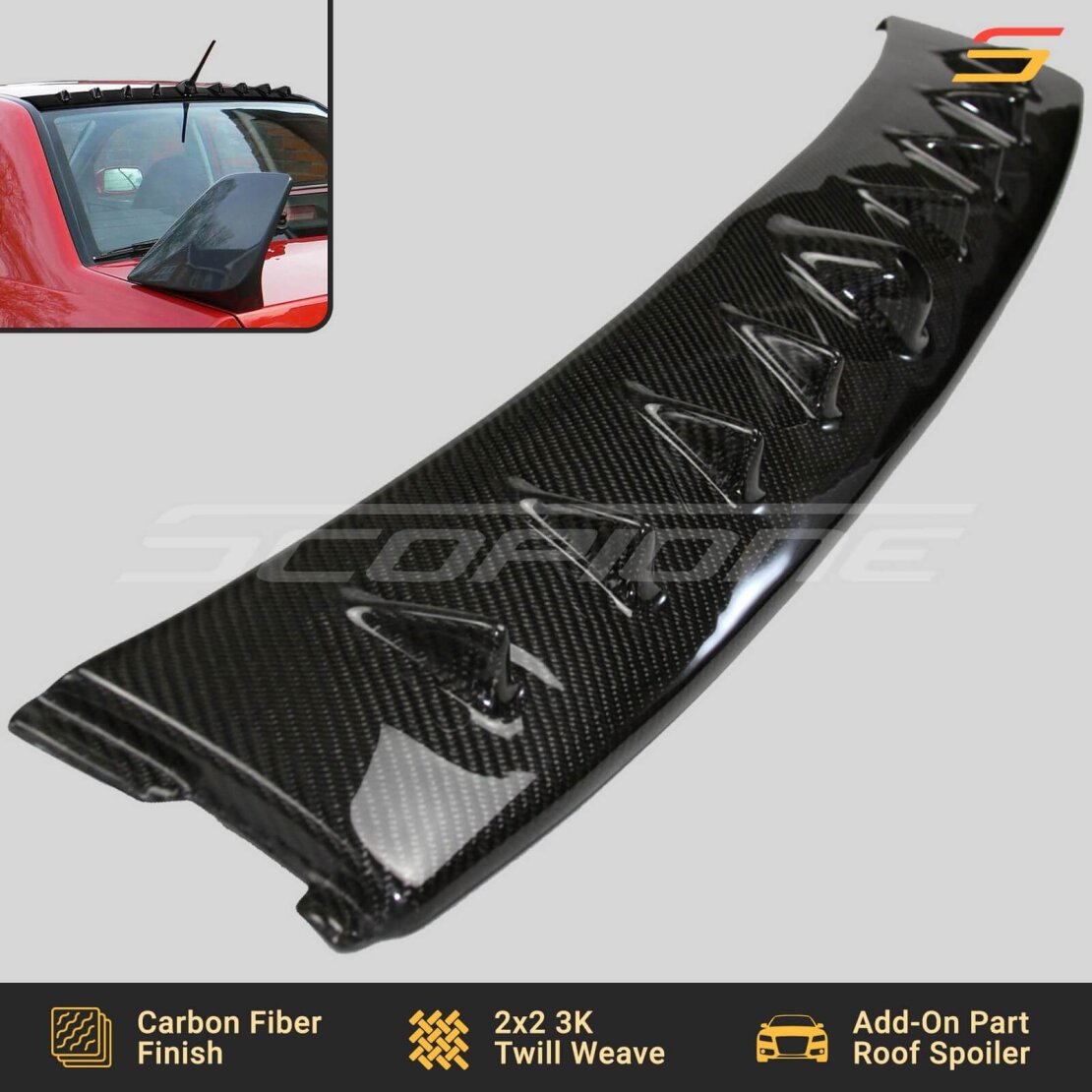 Scopione Carbon Fiber Shark Fin Roof Spoiler for Lancer Evolution 7 8 9