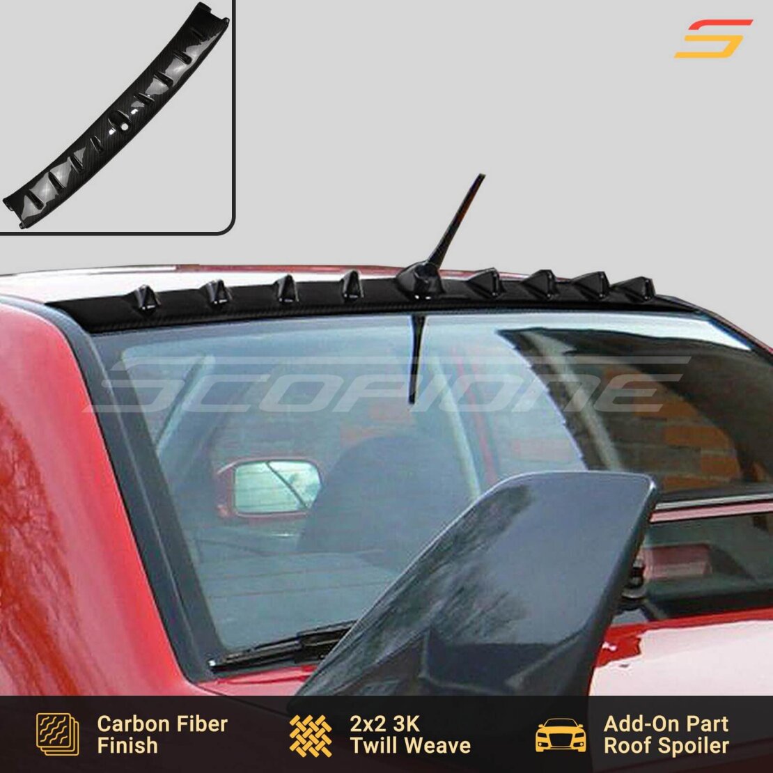 Scopione Carbon Fiber Shark Fin Roof Spoiler for Lancer Evolution 7 8 9