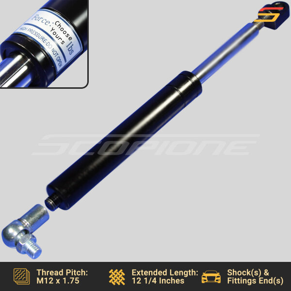 Bolt On Lambo Vertical Door Kit Shocks & Fittings for 94-04 Mustang - 12 1/4" - 500 to 1000lbs - Image 2