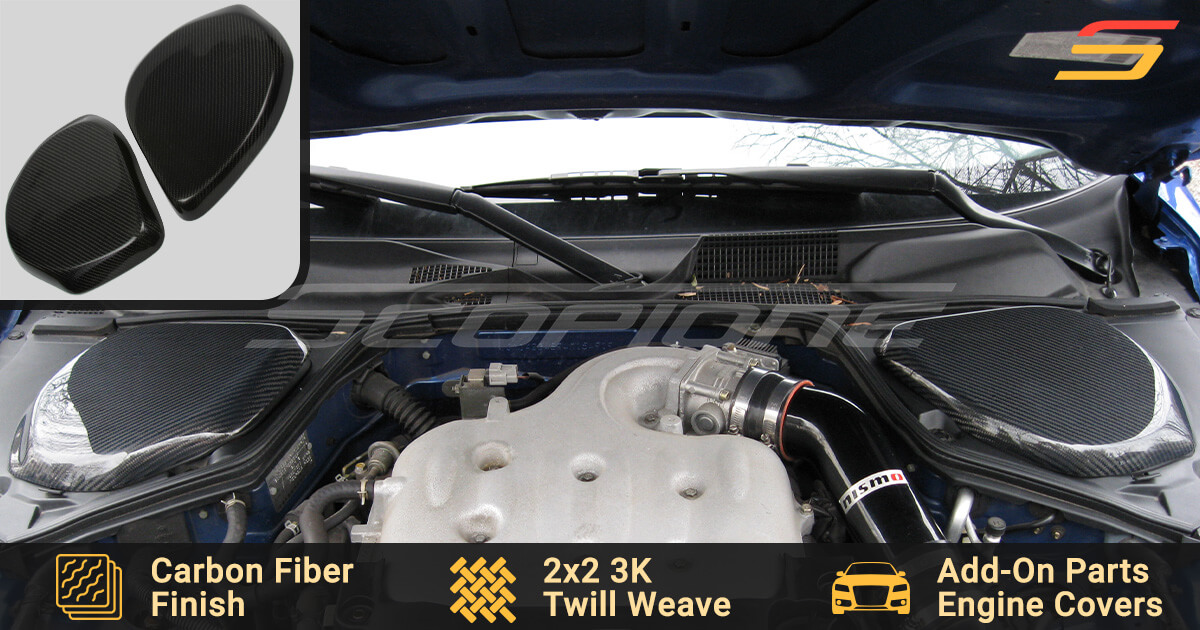 Carbon Fiber Battery & Fluid Engine Covers for Nissan 350Z Fairlady by  Scopione