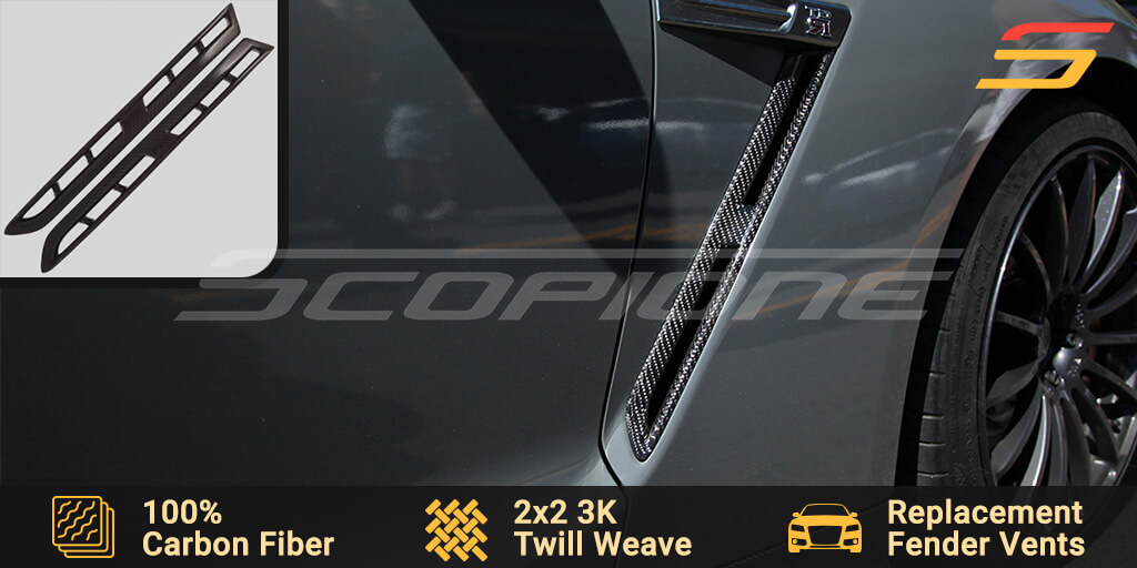 Scopione Carbon Fiber Fender Vents Scoops for Nissan GTR R35