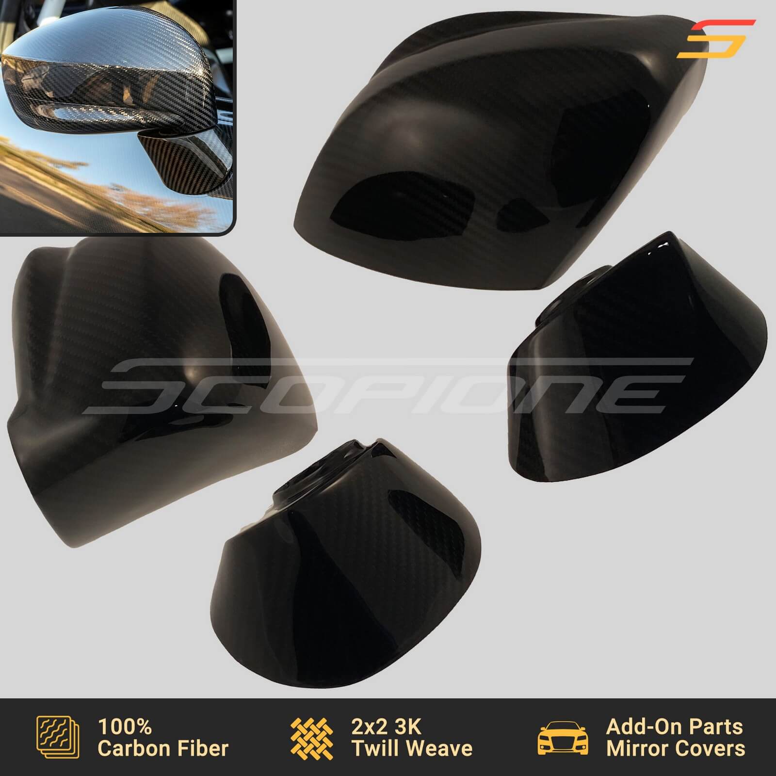 Replaced Style Carbon Fiber Rear View Side Mirror Cap Cover Trim for GT-R GTR R35 2009-2015 