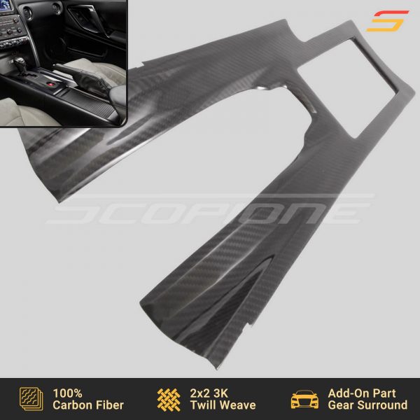 Scopione Carbon Fiber Gear Shift Console Trim for Nissan GTR R35