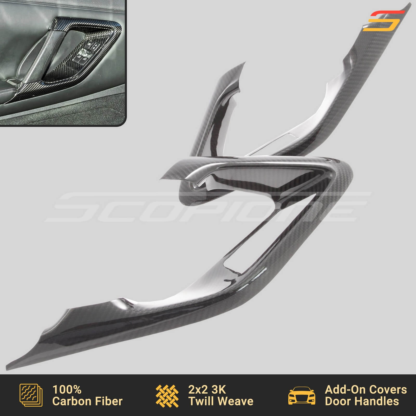 Glossy Carbon Fiber Style Door Handle Covers For 2012-2019 Nissan Versa Sedan – 4 Doors