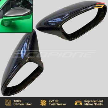 Carbon Fiber Replacement Side Mirror Shells for Porsche 20-25 911 992 & 20-26 Taycan