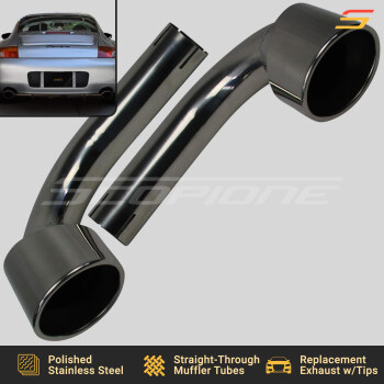 Porsche 99-05 911 996 Polished Stainless Steel Muffler Bypass Exhaust Pipes