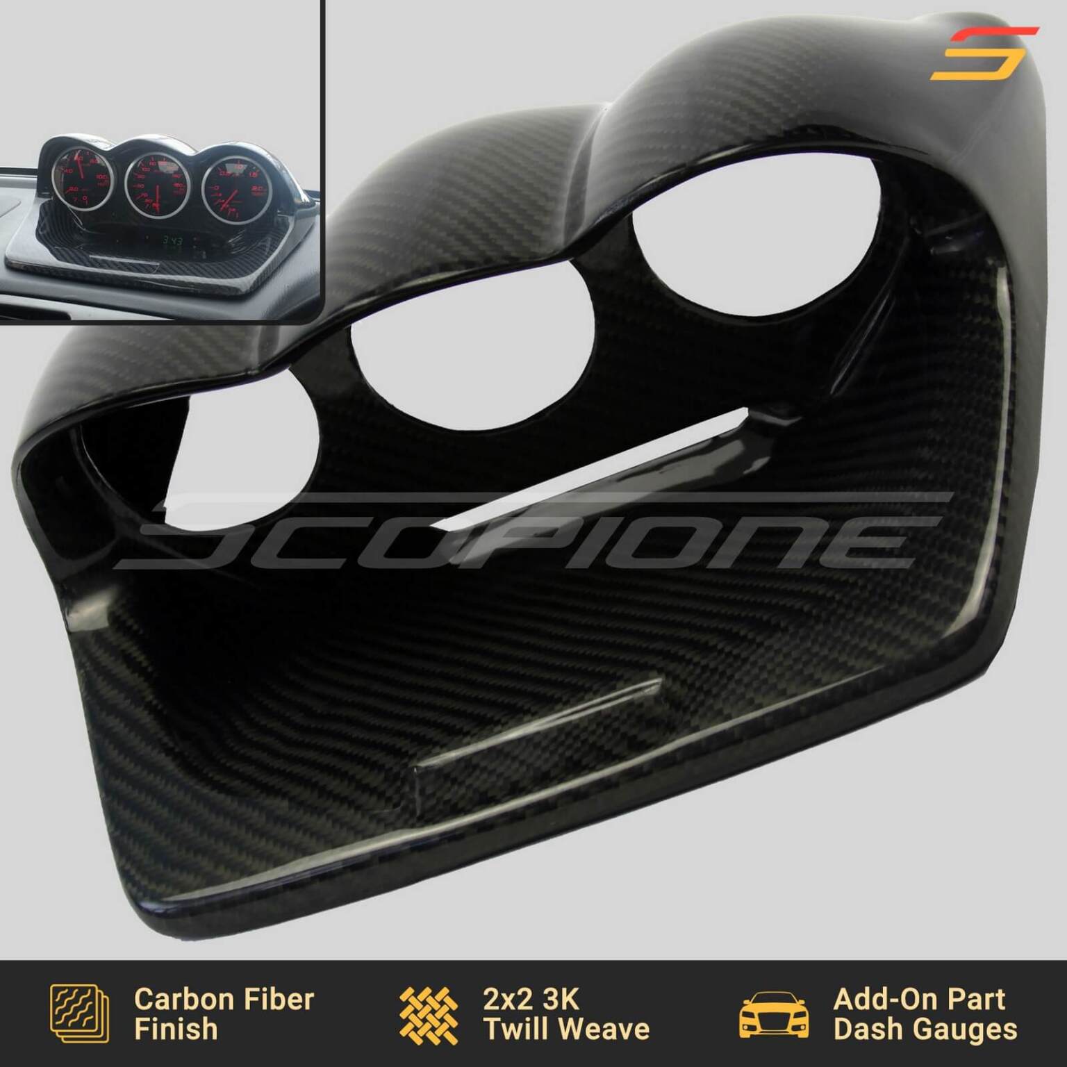 Carbon Fiber Triple Gauge Pod Holder for Subaru 0207 Impreza WRX STi