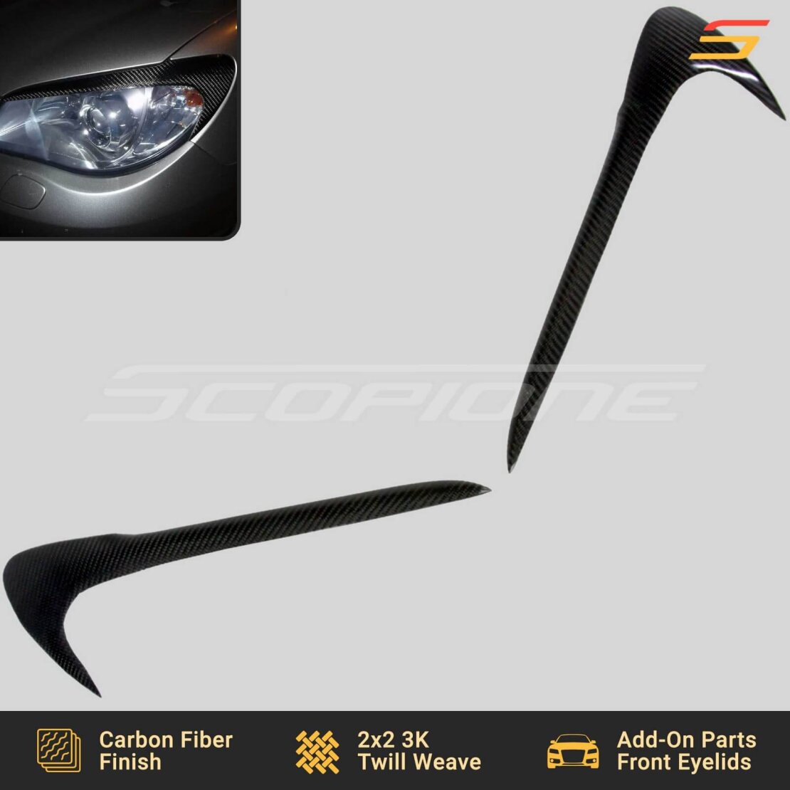 Car Eyebrow Eyelid Headlight Cover Trim For 2015-20 2018 Subaru Impreza WRX STI