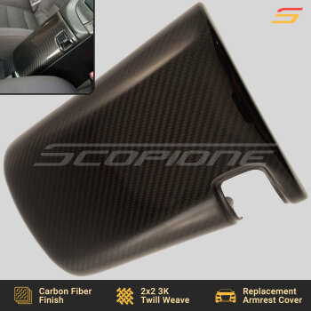 Scopione Carbon Fiber Console Armrest Cover for Toyota Supra MK4 (JZA80, 1993-1998) RHD, featuring a high-gloss finish and precision OEM fitment.