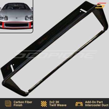 Scopione Carbon Fiber Engine Intercooler Duct Vent Scoop for Toyota Supra MK4 (JZA80, 1993-1998) 2JZGTE, featuring a lightweight, high-gloss carbon fiber finish.