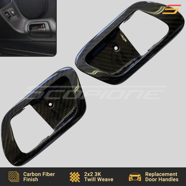 Toyota Supra A80 carbon fiber door handle trim highlights the sleek and sporty design.