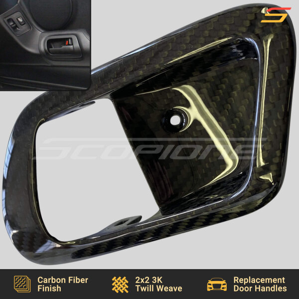 Toyota Supra MK4 carbon fiber interior door handle ready for installation.