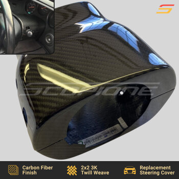 Scopione Carbon Fiber Steering Wheel Column Covers for Toyota Supra MK4 (JZA80, 1993-1998) 2JZGTE, featuring a high-gloss finish and OEM fitment.