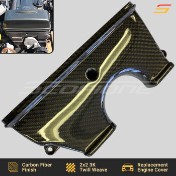 Scopione Carbon Fiber Upper Timing Belt Cover for Toyota Supra MK4 2JZGTE Non-VVTi (JZA80, 1993-1998), featuring lightweight durability and a high-gloss finish.