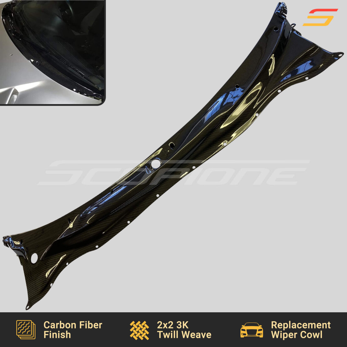 Scopione Supra MK4 RHD Carbon Fiber Windshield Wiper Cowl