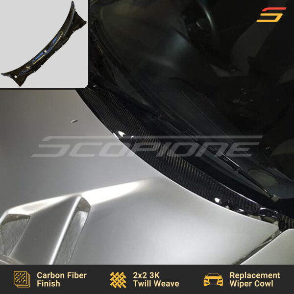 Installed Scopione Carbon Fiber Windshield Wiper Cowl Panel on a Toyota Supra MK4 (JZA80, 1993-1998) RHD, featuring seamless fitment and high-performance aesthetics.